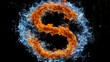 © ah.giel - A fiery, orange letter S blazes amidst cool, blue water splashes, set against a dark, contrasting backdrop.
