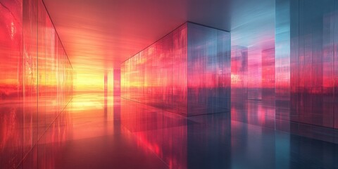 Poster - Geometric Blocks with Soft Illumination and Glass-like Textures on Black Background