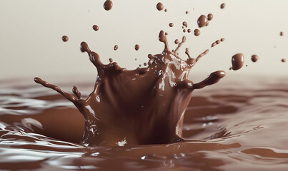 Wall Mural - Abstract Chocolate Splash on White Isolated Background