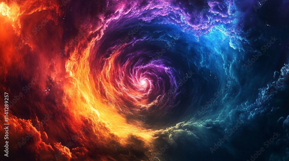 Mesmerizing Swirl of Colors in Space: A Fiery and Cool Cosmic Vortex ...