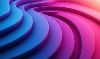 Poster - Gradient Blue and Purple Abstract Minimalist Design with Concentric Circles and Smooth Curves