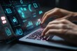 © btiger - Auditing Corporate Financial Statements with Laptop and Glowing Indicators in a Cyberpunk Scene