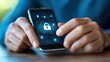 © tuiphotoengineer - Secure Mobile Smartphone Device with Fingerprint Unlock and Password Protection Interface  Cybersecurity and Digital Privacy Concept with Modern Gradient Color Display and User Interface Design