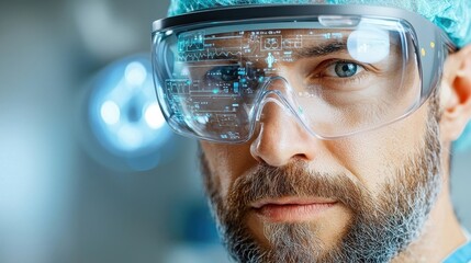Futuristic man in engineering and technology examining digital innovations systems and machinery on a futuristic interface  Concept of futuristic industry