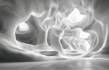 Leinwandbilder - Minimalist 3D Wireframe Structure with Soft Lighting in Monochrome