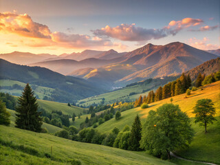 landscape in summer. mountain, landscape, mountains, nature, sky, alps, clouds, forest, summer, snow