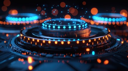 Futuristic Technological Abstract: Glowing Circuitry