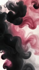 Wall Mural - abstract swirling patterns of pink and black ink blend harmoniously on a light background