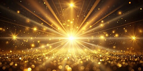 Wall Mural - Abstract background with golden light beams and particles, golden, light, beams, particles, abstract, background, glow
