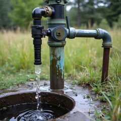 Wall Mural - water quality testing at a local well showing dangerously high levels of chemicals