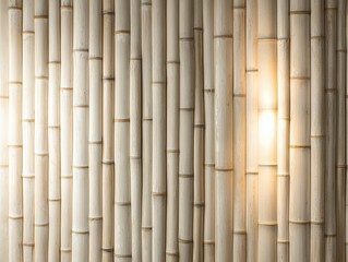 Wall Mural - A serene bamboo wall design featuring warm lighting, creating a natural and tranquil atmosphere.