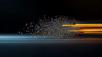 Fototapete - conceptual illustration of digital transformation with vibrant dots and streaks representing speed and innovation. This artwork captures essence of technology and progress