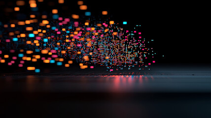 Leinwandbilder - vibrant digital transformation concept with colorful pixels dispersing, symbolizing innovation and technology. dynamic flow creates engaging visual effect