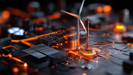 Aufkleber - futuristic city powered by solar and wind energy, showcasing advanced technology and vibrant energy sources. intricate design highlights innovation and sustainability