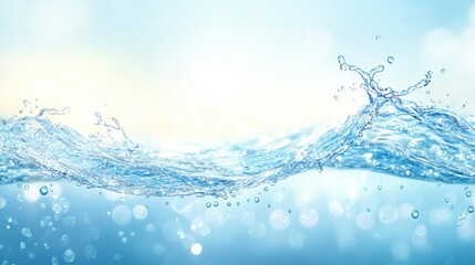 Aufkleber - A serene image of water splashes against a soft, blurred background.