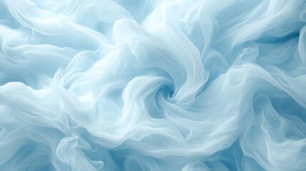 Wall Mural - serene blue background with gracefully swirling white smoke, mystical abstract design