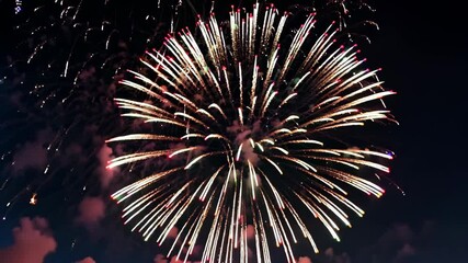 Leinwandbilder - Colorful fireworks light up the night sky during local celebration in a vibrant display of patterns and colors