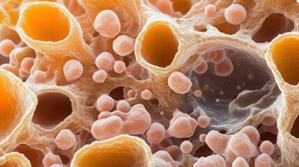 Poster - Exploring cellular structures under microscope laboratory scientific imagery close-up biology