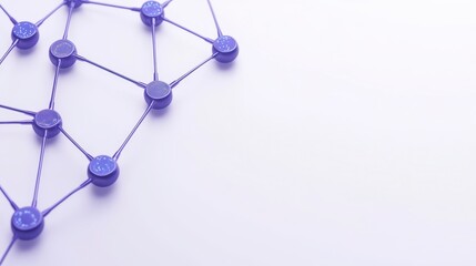 A network of interconnected nodes and lines in purple against a white background, symbolizing connections and relationships in technology or data.