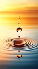 Aufkleber - Water droplets creating ripples serene lake at sunset high-quality nature photography