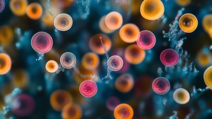 bokeh pattern with varying sizes of colorful circles, Generative AI