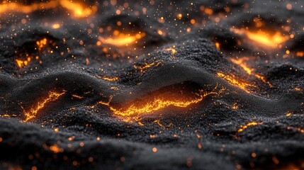 Lava flow eruption volcanic landscape close-up fiery environment abstract concept