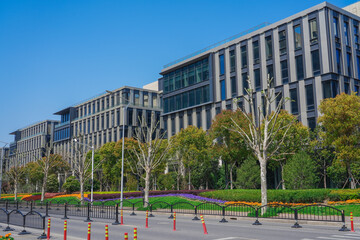 Poster - business company buildings at industrial park