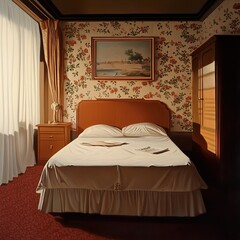 Canvas Print - Sunlit Hotel Room: A Serene and Tranquil Bedroom Interior