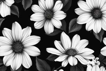 Poster - Black and White Flowers