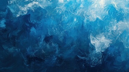 Poster - Abstract swirling blue textures resembling ocean waves or water.