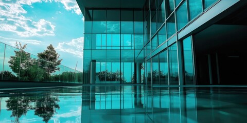 Canvas Print - Building reflection in pool