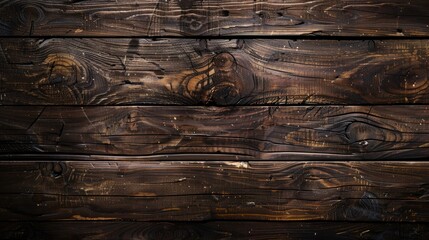 Wall Mural - A close-up view of dark, textured wooden planks, creating a rustic and natural background.