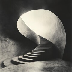 Canvas Print - Monochrome Spiral Staircase: A Modern Architectural Masterpiece