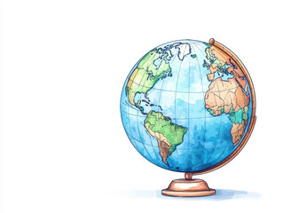 colorful globe showcasing continents and oceans, perfect for educational purposes and decor. this wa