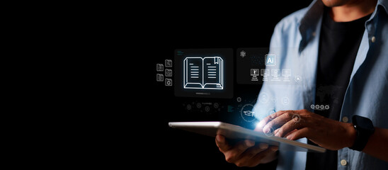 education concept for success. e-learning program certificate and online education learning workshop