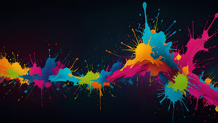 Wall Mural - a vibrant, flat abstract background featuring a neon paint splash theme.