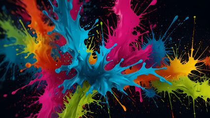 Wall Mural - a vibrant, flat abstract background featuring a neon paint splash theme.