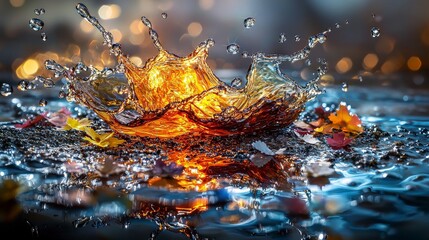 Aufkleber - Dynamic water splashing effect outdoor setting high-quality photography nature scene close-up view visual aesthetics