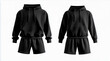 © MdTuhinul - Black hoodie and shorts mockup set isolated on a white background.