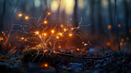 Wall Mural - Enchanting threads of light weaving through the forest nature photography magical atmosphere serene viewpoint
