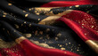 © Maya Crafta - Red Black Gold Fabric Texture Abstract Background Illustration