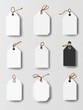 © Johannes - Tags labels. White paper empty price tag with string in different shapes. Mockups for christmas gifts isolated templates