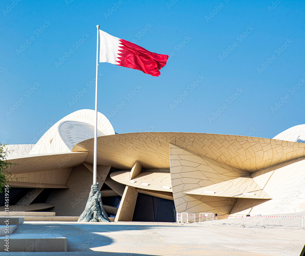 Qatari Unity Qatar's Unity Statue, Qatar National Museum, Doha, Qatar Stock Photo ...