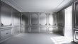 © Aris - Contemporary silver bright empty interior with wall panel and moldings