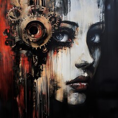 Steampunk Woman: Gears and Intrigue in a Dark Portrait