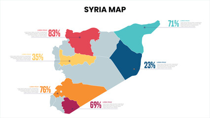  Syria Modern Map Percentage Infographic Template Detailed infographic map of Syria
