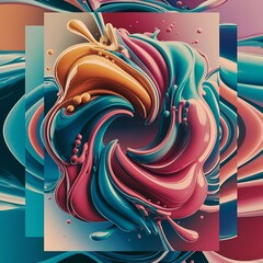 Fluid flow liquid color fluid background colorful futuristic poster abstract flow vibrant color trendy poster colorful gradient ink in water 3d wave fluid colors liquid shape flow wave