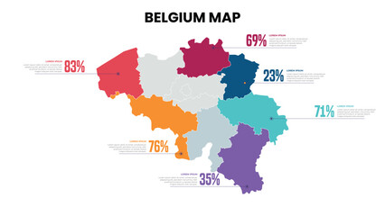  Belgium Modern Map Percentage Infographic Template Detailed infographic map of Belgium