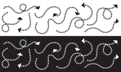 Wall Mural - clean dot style hand drawn doodle arrows set. clean dot arrows style doodle set hand drawn. curve do