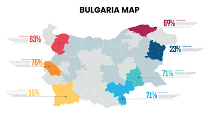 Bulgaria Modern Map Percentage Infographic Template Detailed infographic map of Bulgaria